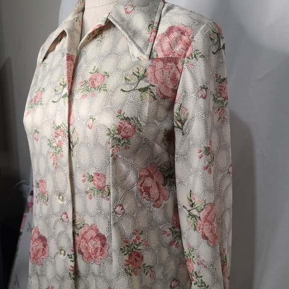 Pointy collar True Vintage 1970s Western Ladies Blouse size Medium Rockabilly - Picture 3 of 5